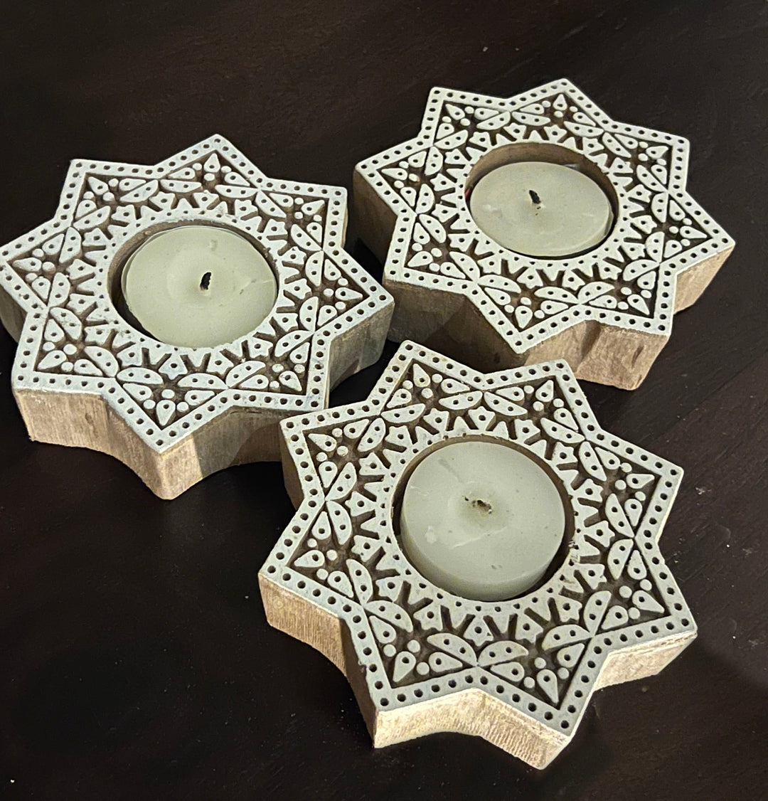 Handcrafted Wooden Diya | Tea light holders |Round Design - Suspire