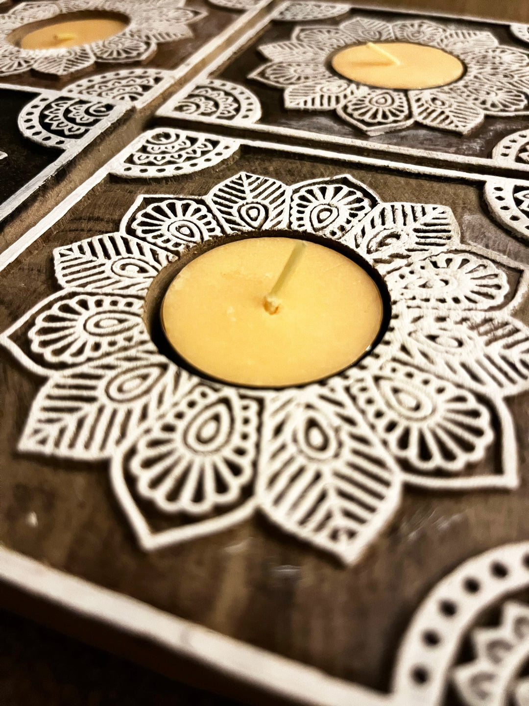 Handcrafted Wooden Diya | Tea light holders |Round Design - Suspire