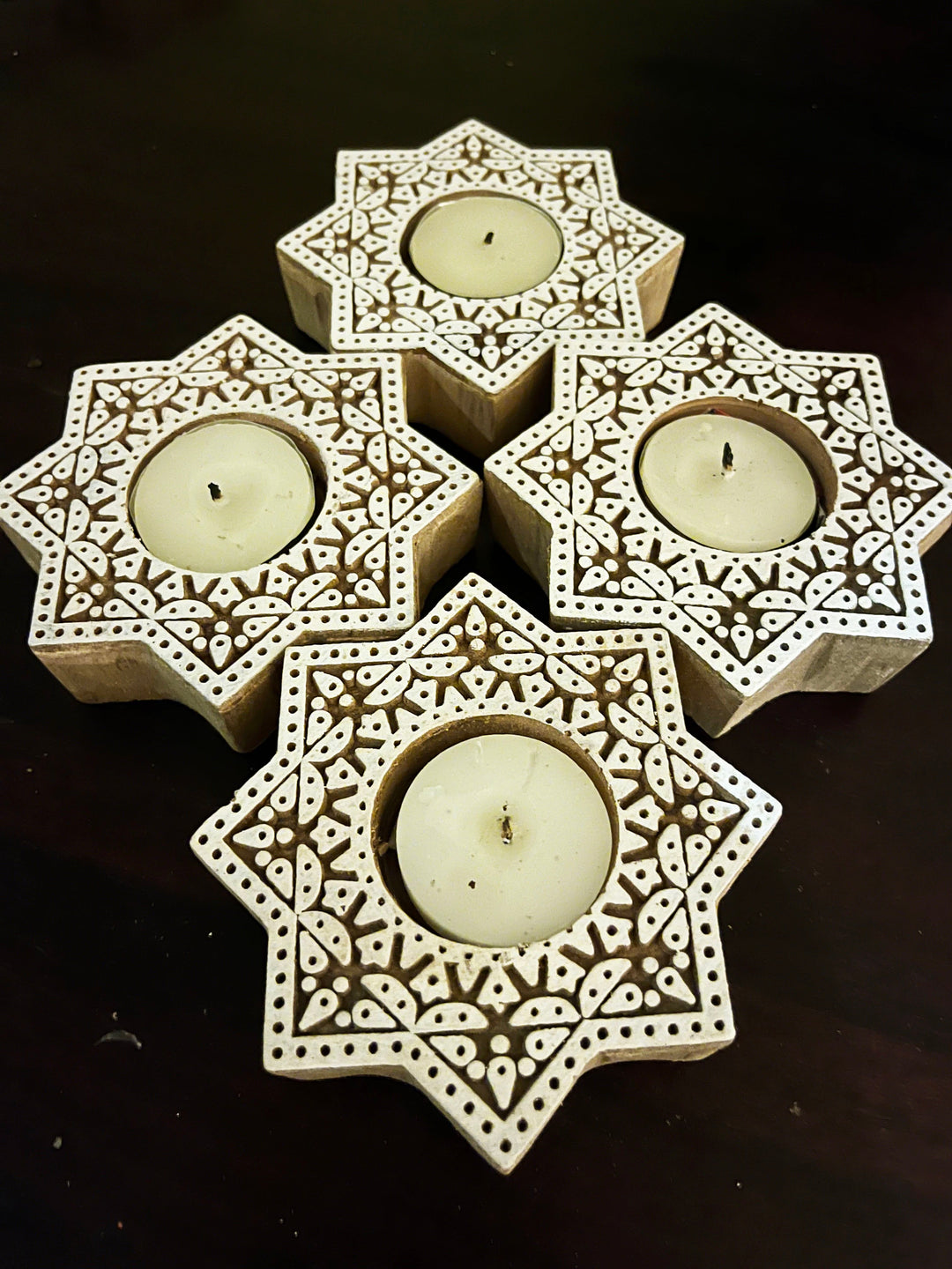 Handcrafted Wooden Diya | Tea light holders |Round Design - Suspire