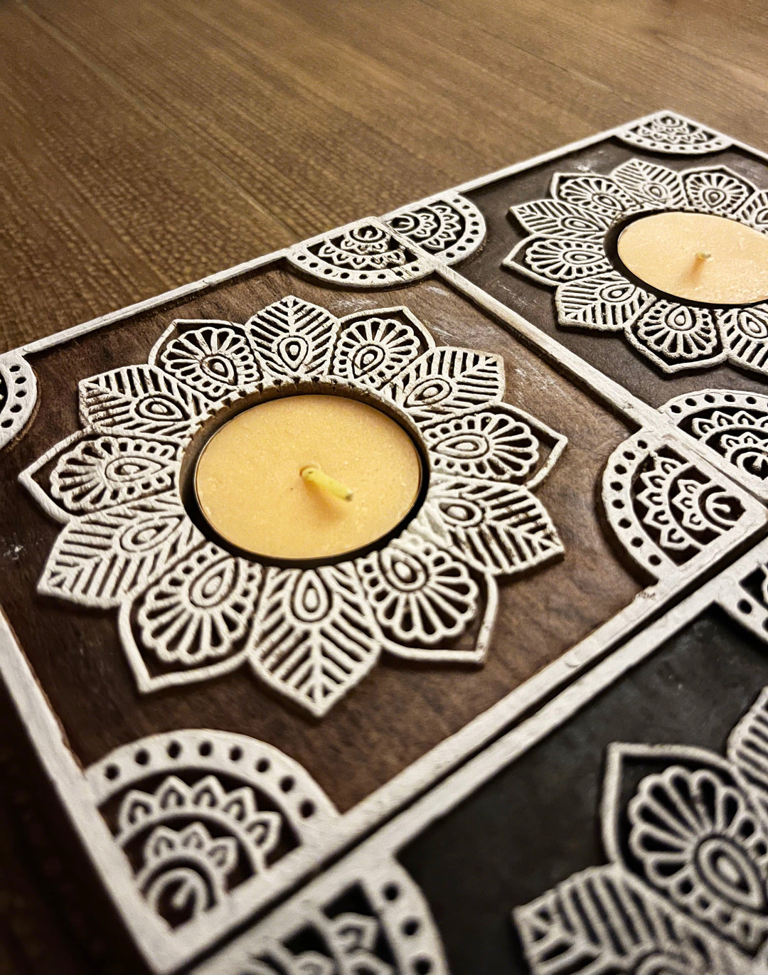 Handcrafted Wooden Diya | Tea light holders |Round Design - Suspire