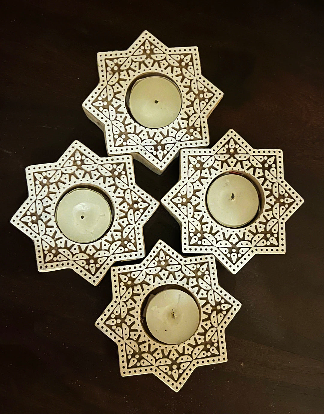 Handcrafted Wooden Diya | Tea light holders |Round Design - Suspire