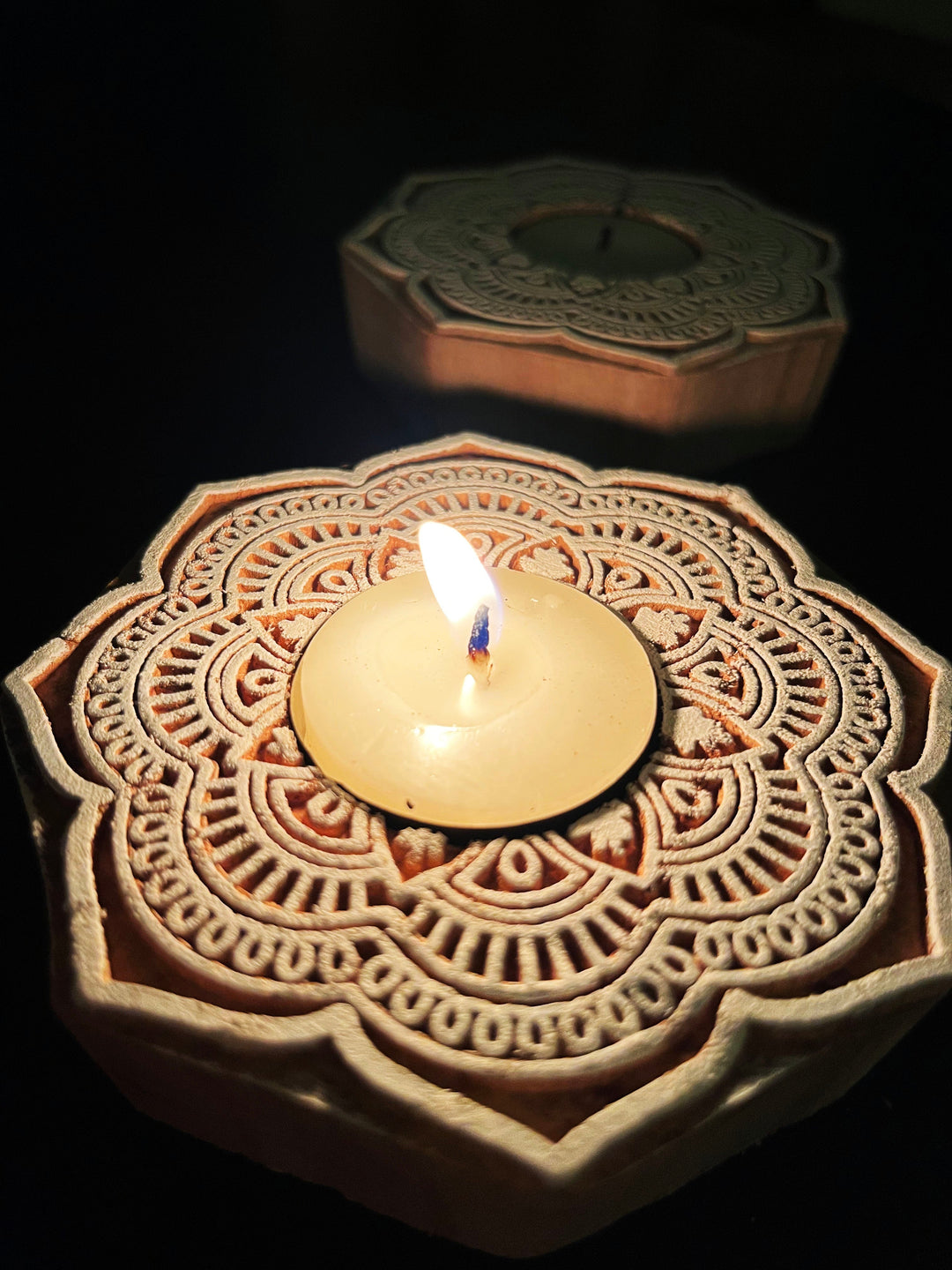 Handcrafted Wooden Diya | Tea light holders |Round Design - Suspire