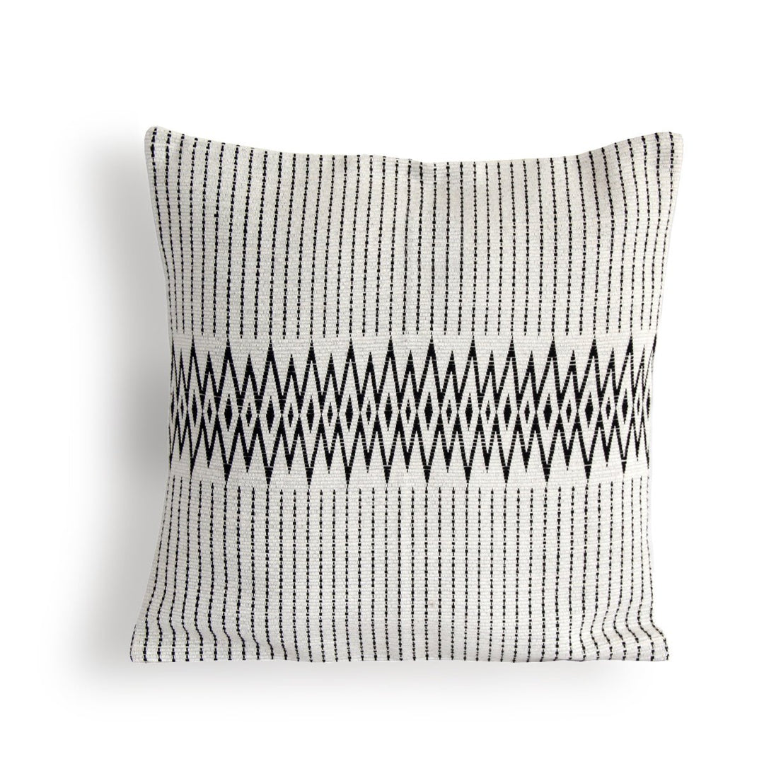 Handwoven Andean Black and White Tribal Cushion Cover - Suspire