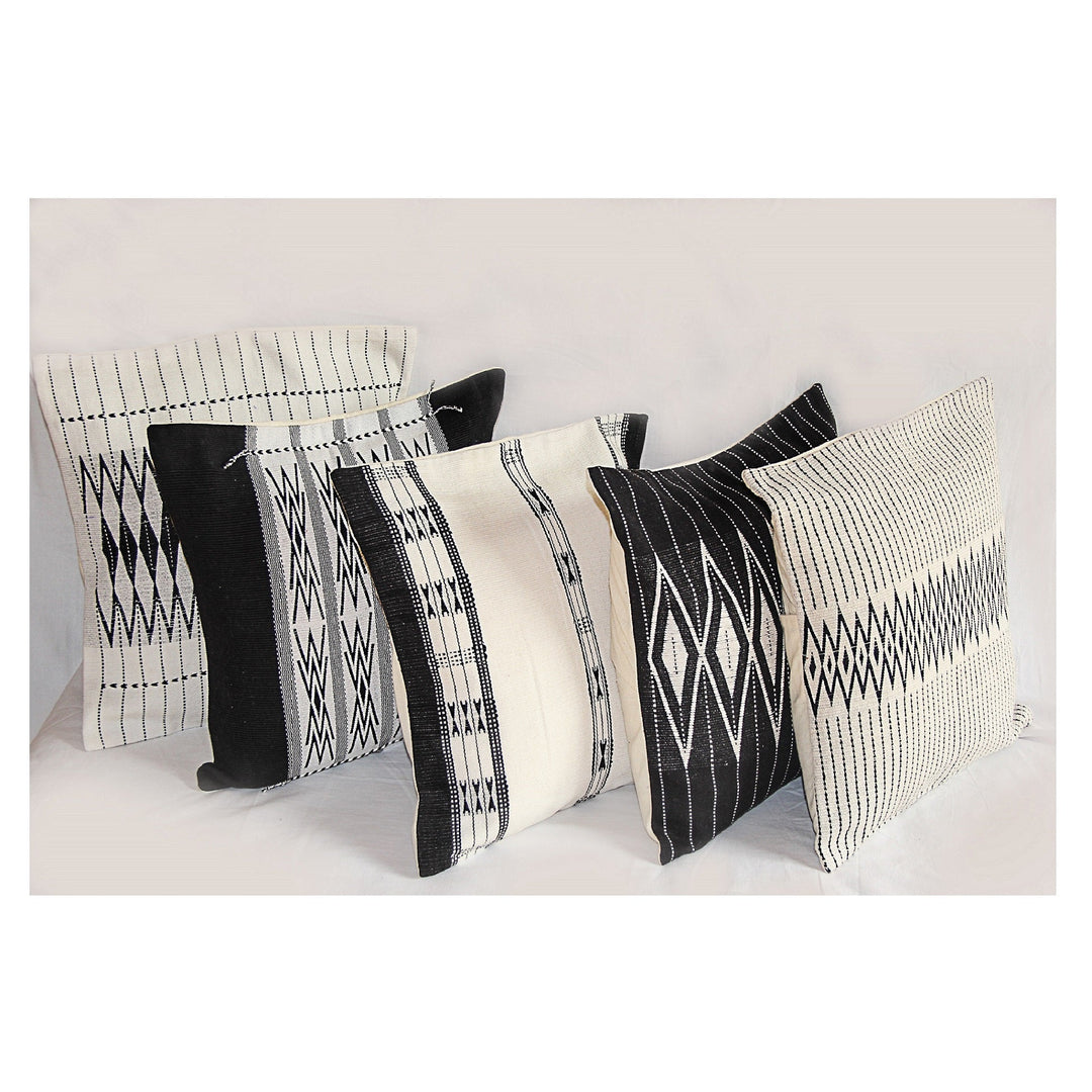 Handwoven Andean Black and White Tribal Cushion Cover - Suspire