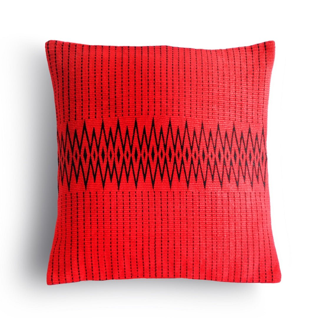 Handwoven Andean Red and Black Tribal Cushion Cover - Suspire