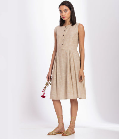 Handwoven Cotton Linen Midi Dress - Suspire