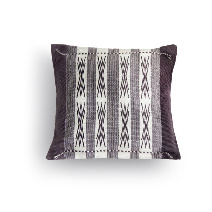 Handwoven Japfu Grey and White Tribal Cushion Cover - Suspire