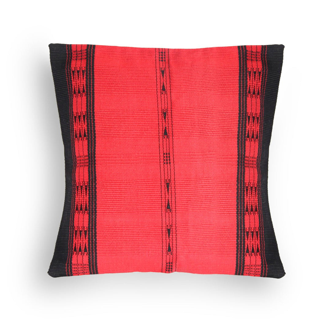 Handwoven Khonoma Red and Black Tribal Cushion Cover - Suspire