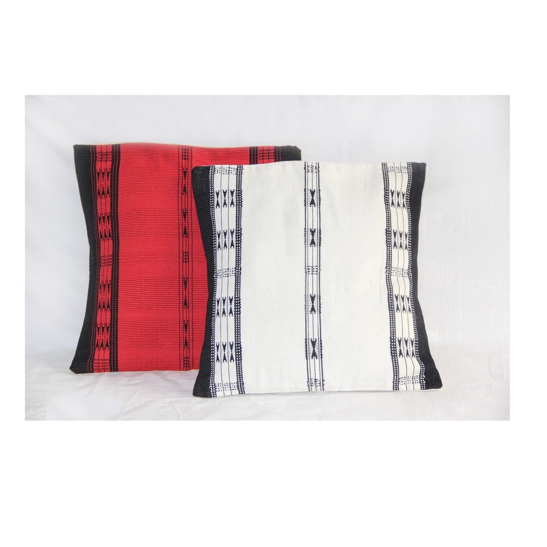 Handwoven Khonoma Red and Black Tribal Cushion Cover - Suspire