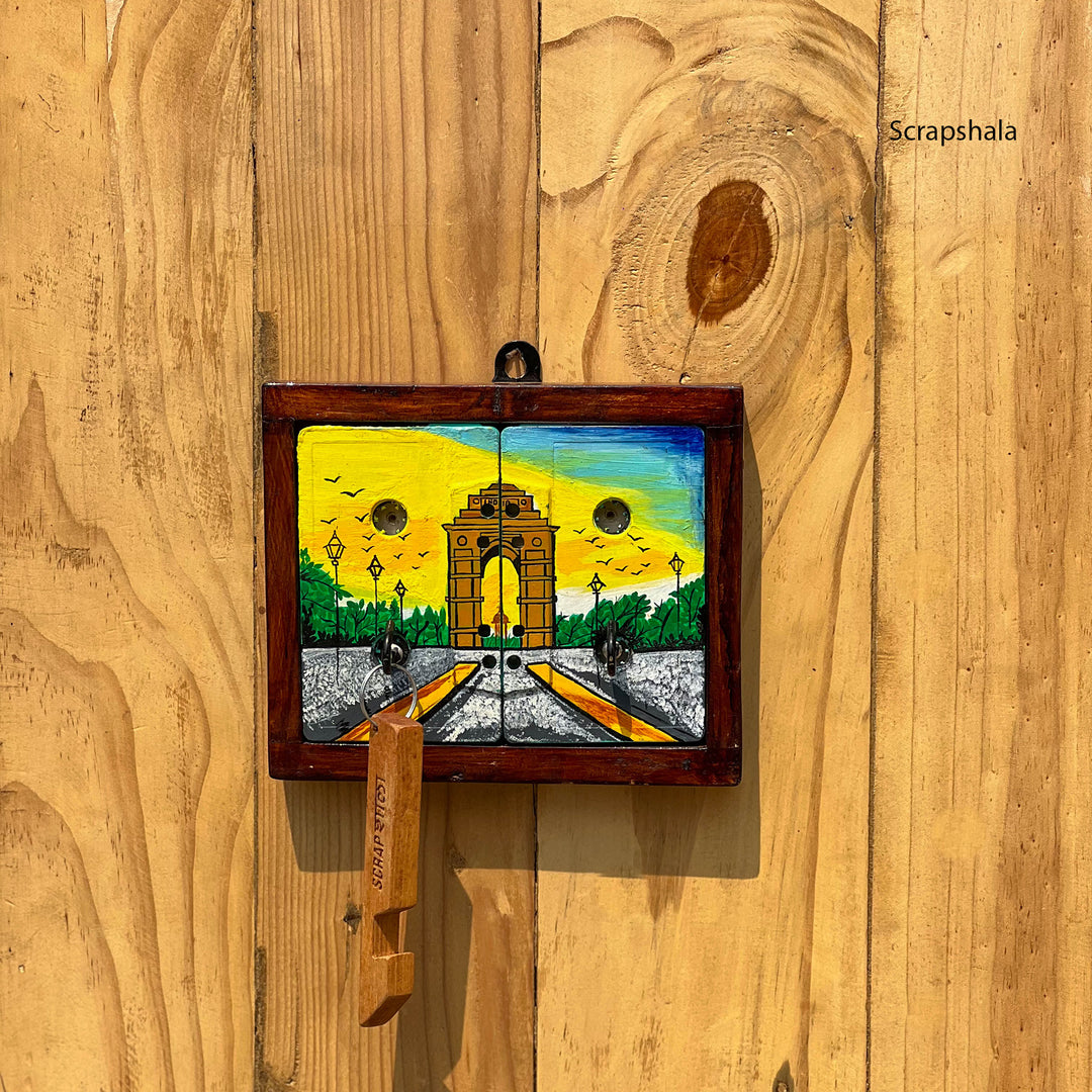 Scrapshala I Love India Geet Keyholder | Upcycled | Audio tapes | Delhi Souvenir