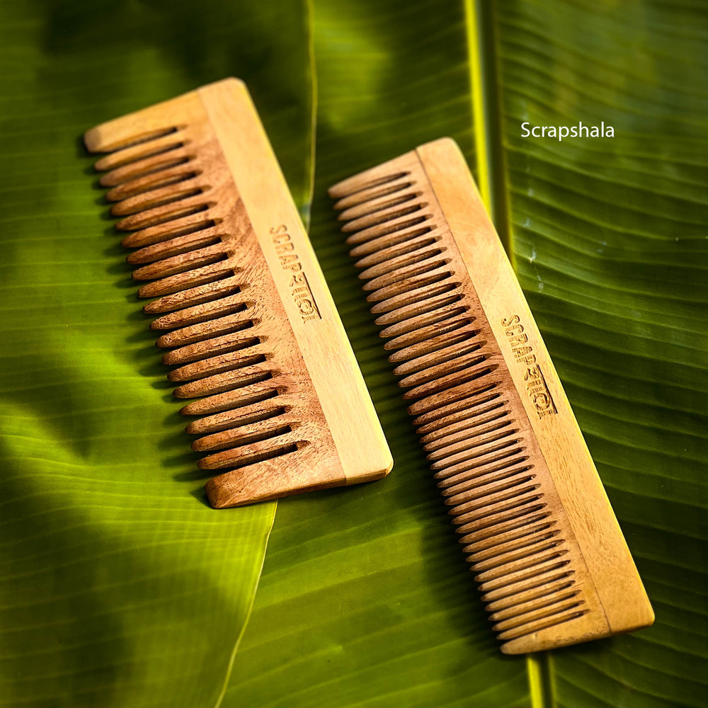 Scrapshala Neem Ayurvedic Comb set | Anti-breakage | 100 % Biodegradable