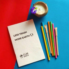 Clan Earth Recycled Paper Stationery Set - Plantable cover note book with Recycled Paper Pen and Pencil