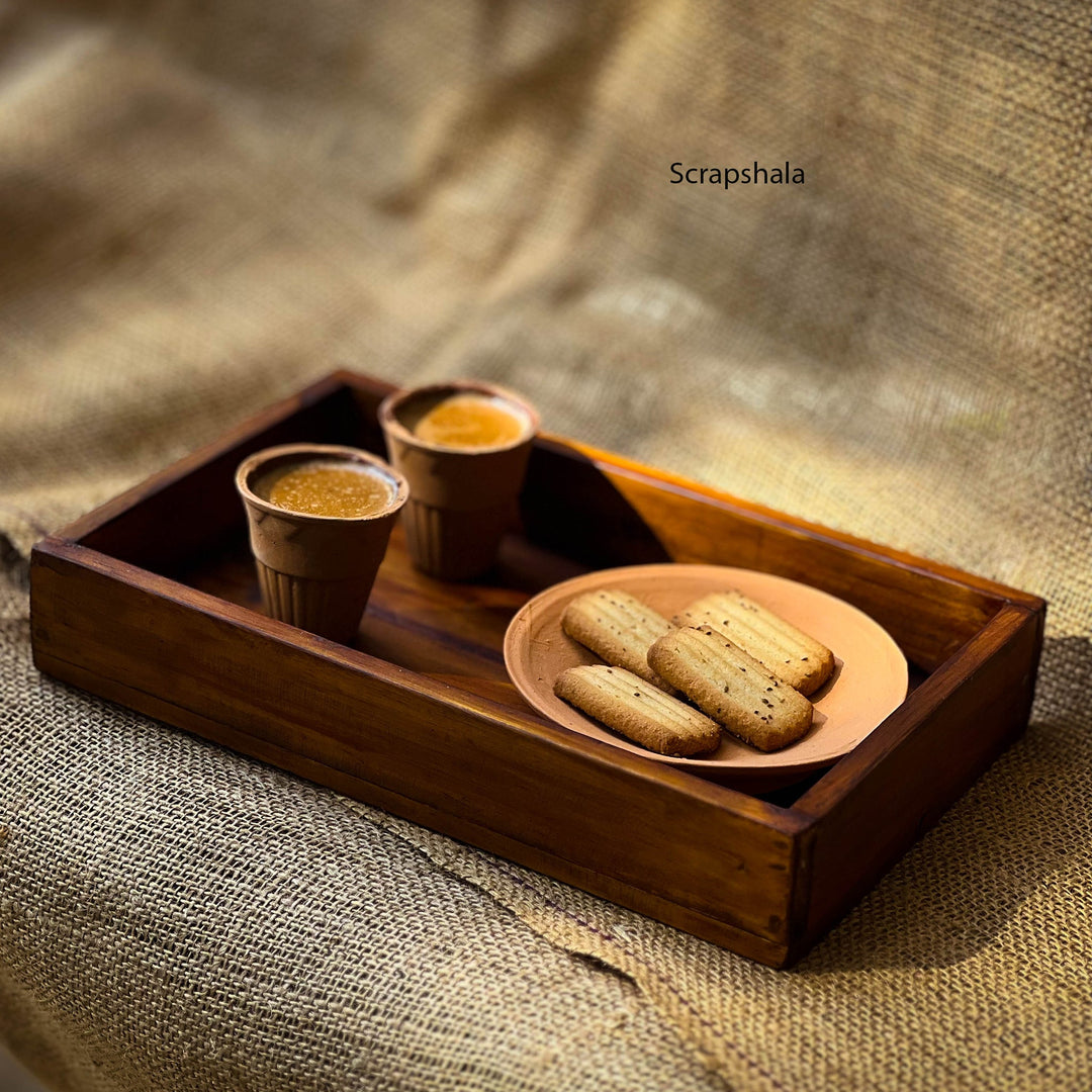Scrapshala Rozana Tray | Multipupose | Natural Reclaimed Wood