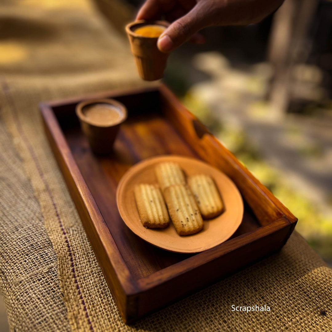 Scrapshala Rozana Tray | Multipupose | Natural Reclaimed Wood