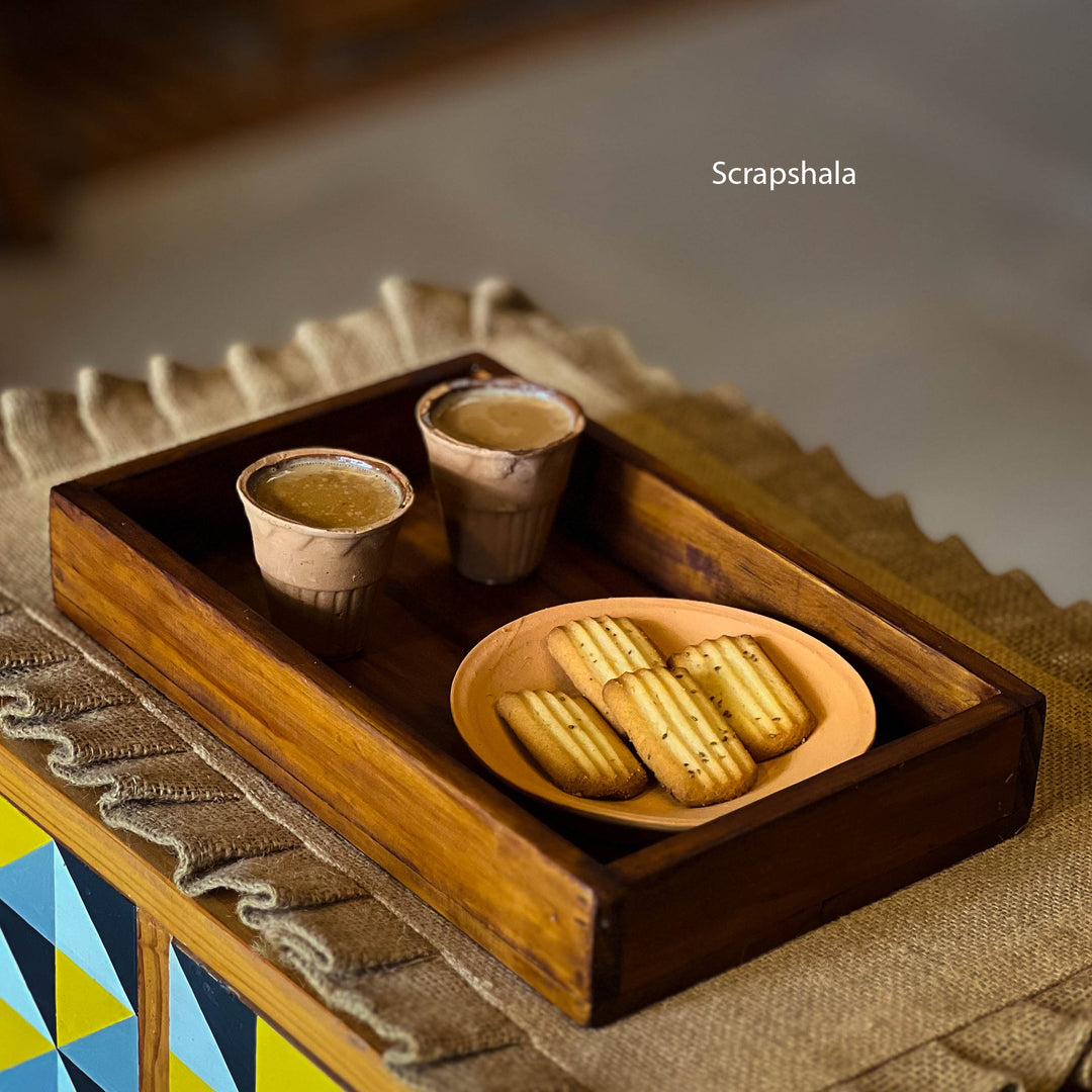 Scrapshala Rozana Tray | Multipupose | Natural Reclaimed Wood