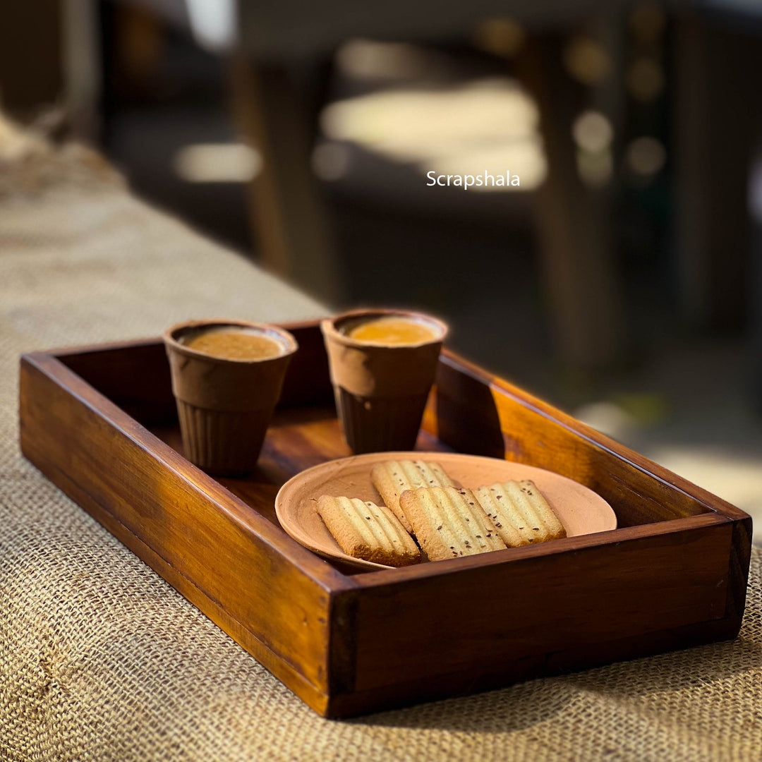 Scrapshala Rozana Tray | Multipupose | Natural Reclaimed Wood
